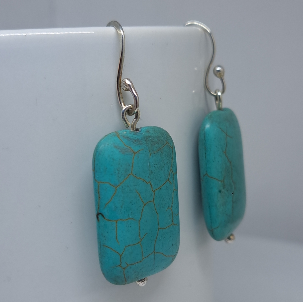 Handmade Reconstituted Turquoise Beads Earrings
